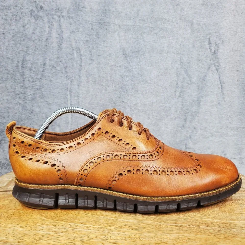 Cole Haan Zerogrand Wingtip Oxford Men's 8.5 M Brown Leather Shoes
